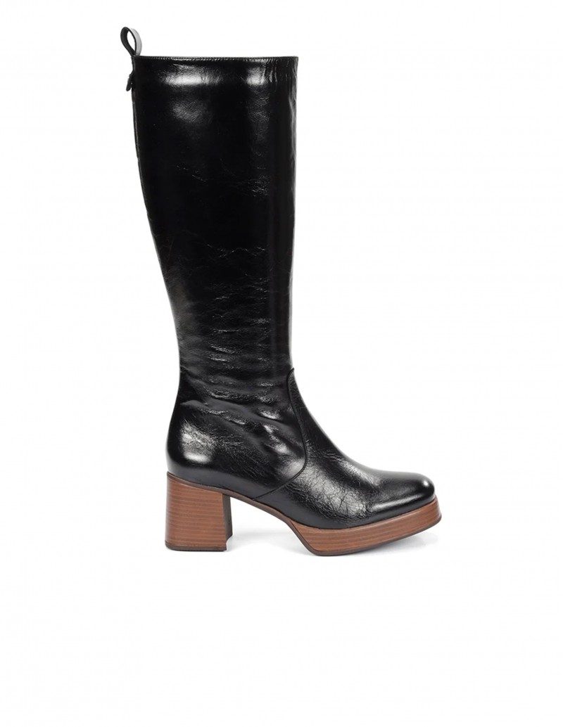 FLUCHOS Bota Alta Cristel Piel Negro