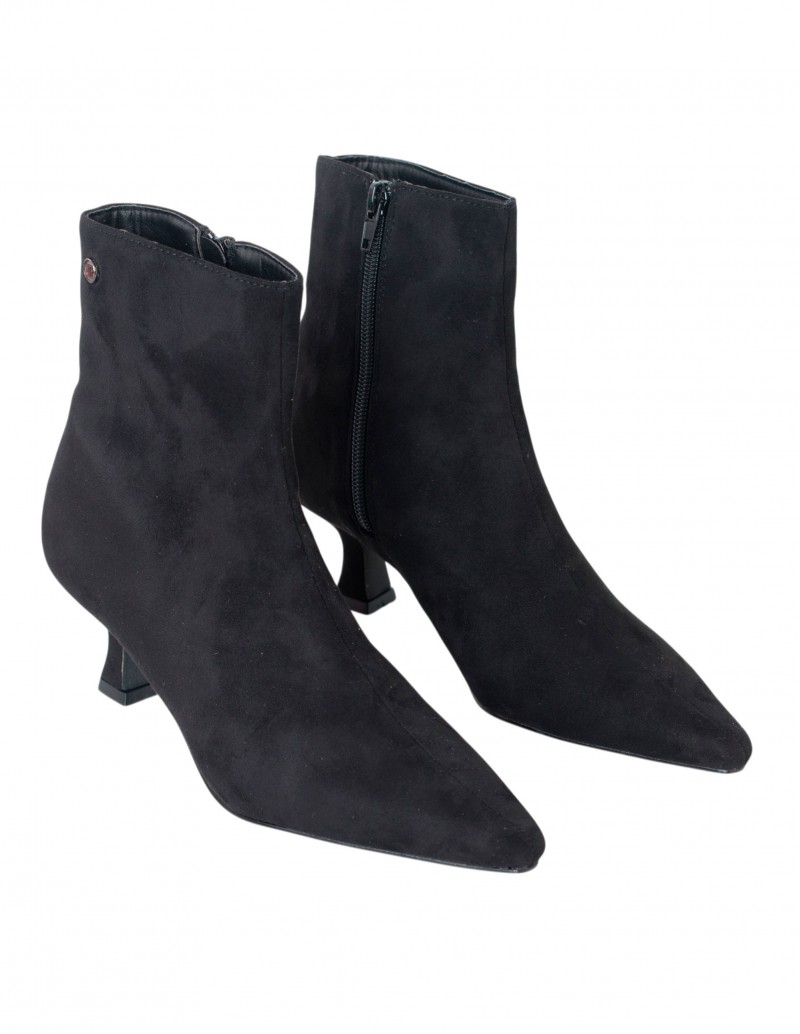 botines bajos de tacón fino negros