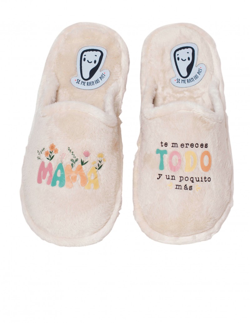 SE ME RÍEN LOS PIES Zapatilla Casa Mamá Te Mereces Todo Beige