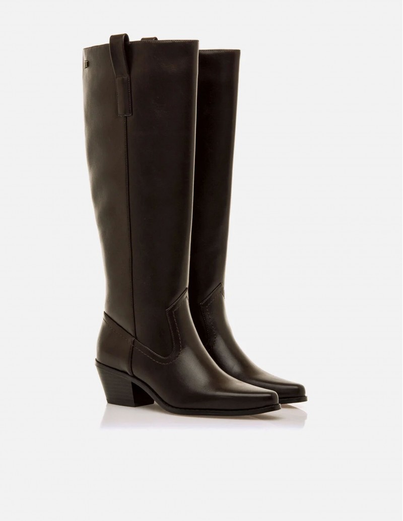 Botas Camperas Altas de Tacón Marrones - Mustang