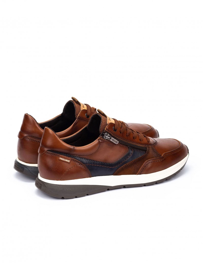 zapatillas de piel marrón cuero pikolinos