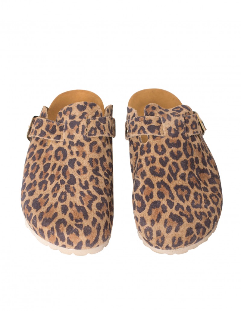 Zuecos Bio Hebilla Print Leopardo - Autenti