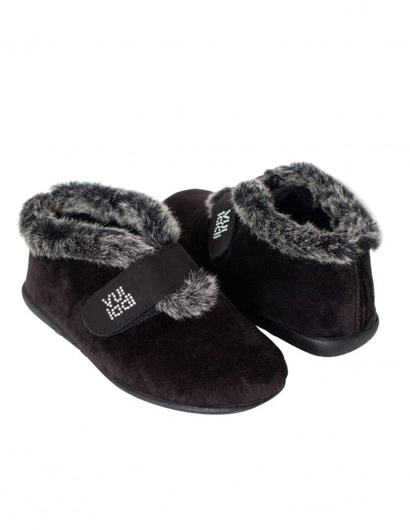 Zapatillas de Casa Mujer Tipo Bota con Velcro