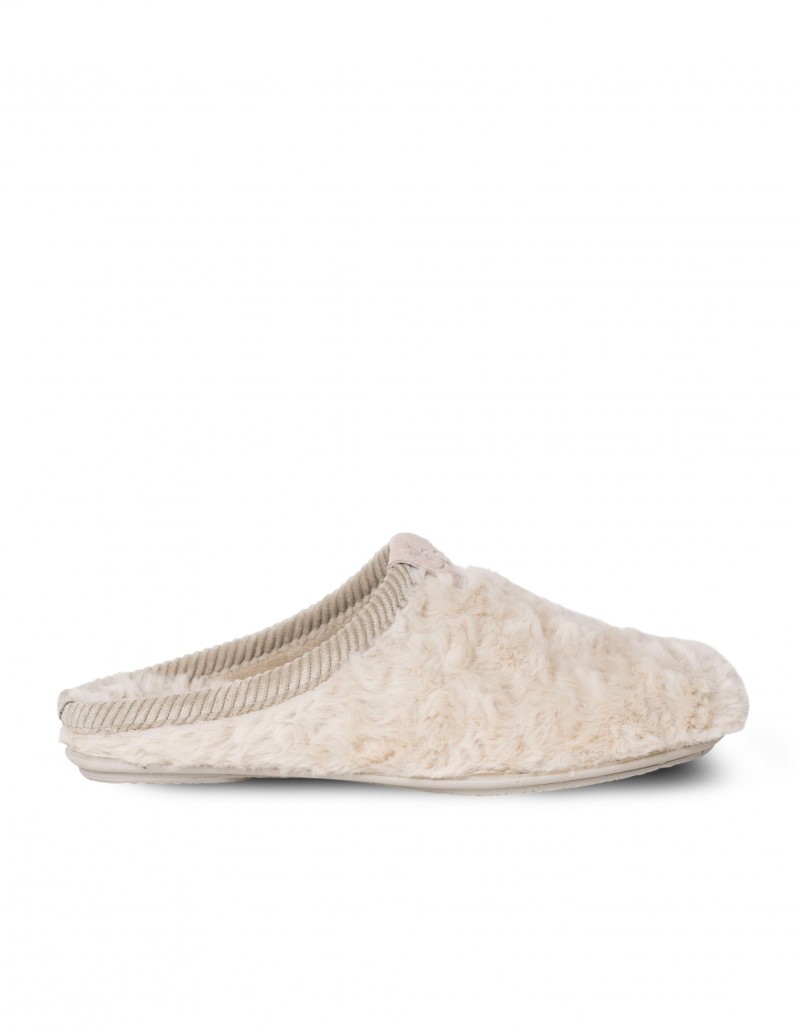 VULLADI Zapatilla de Casa Abierta Pelo Beige