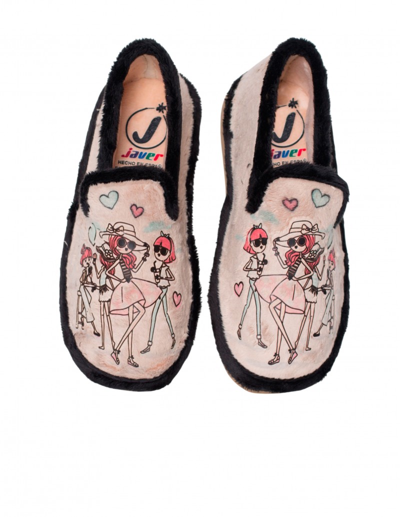 Zapatilla Casa Cerrada Parquet Ilustrada Beige