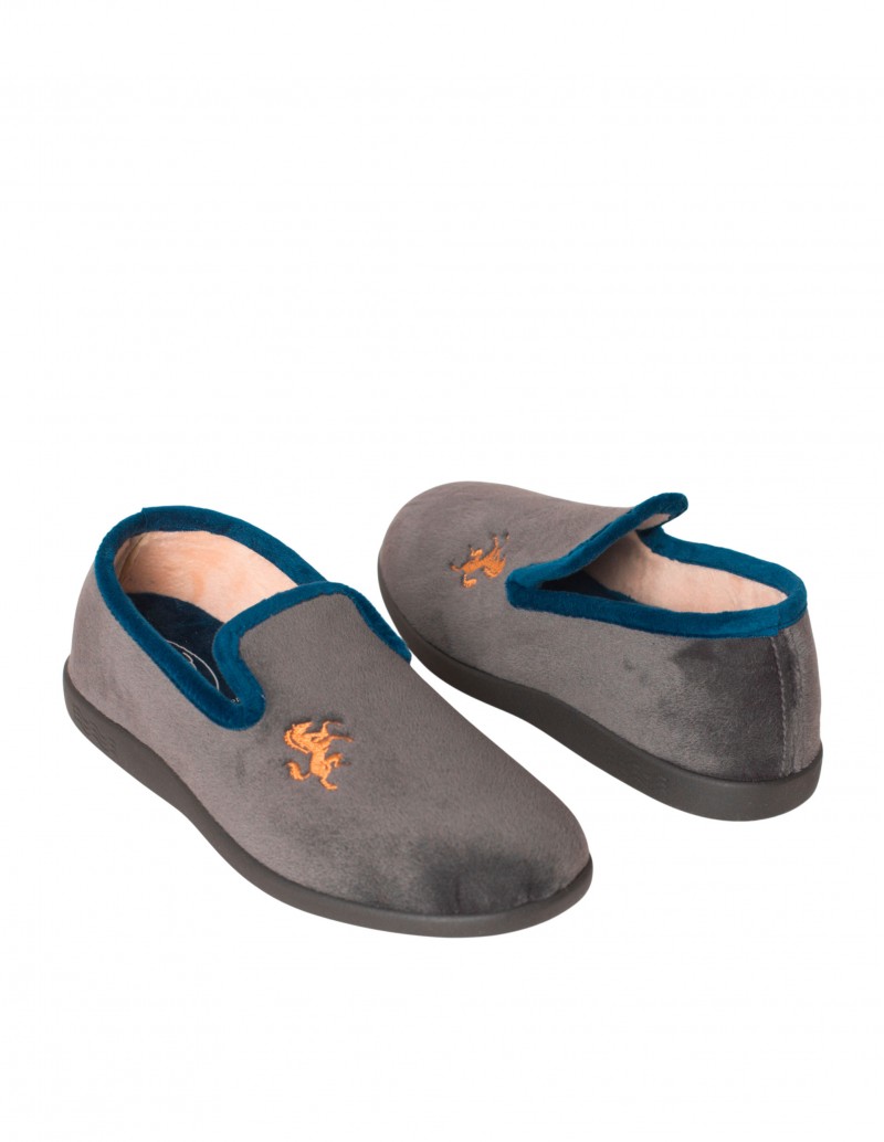 Zapatillas de Casa Cerradas para Hombre Pelo Gris