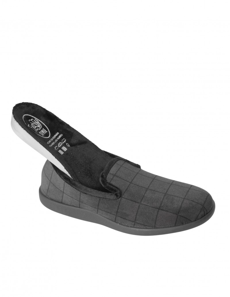 Zapatillas de Casa Diseño Cuadros Clásico Negra