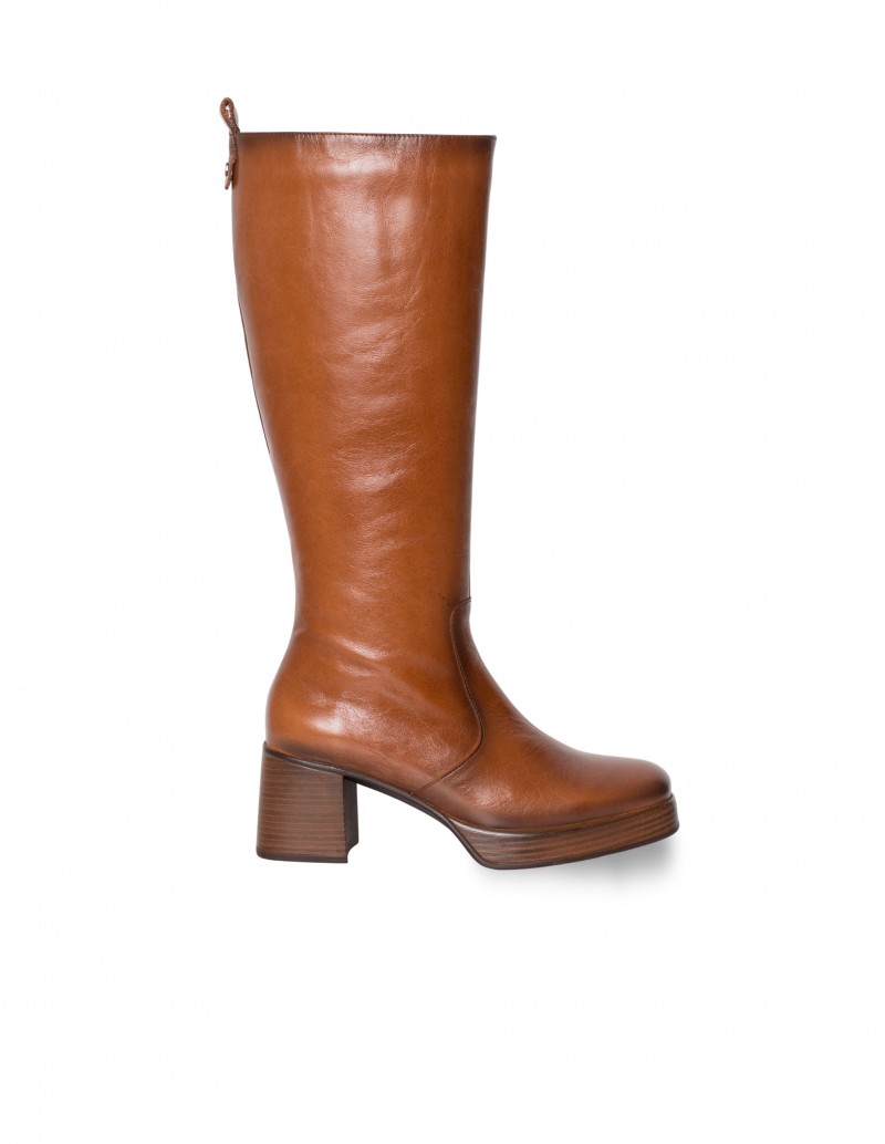 FLUCHOS Bota Alta Cristel Piel Marrón