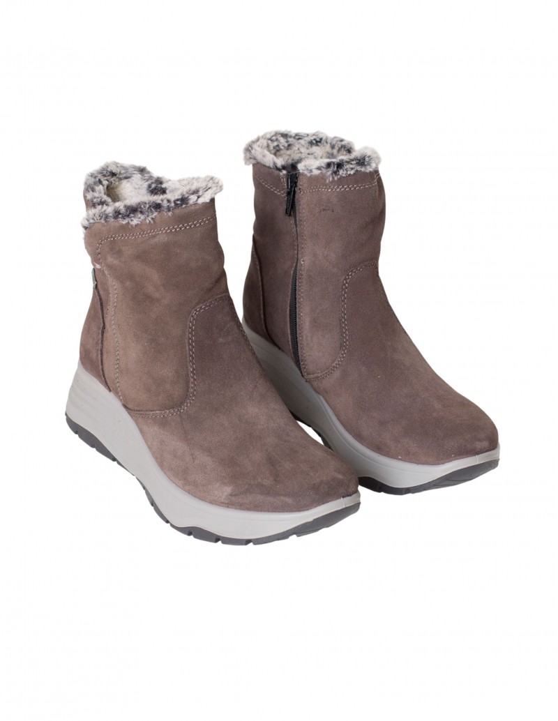 Botines Impermeables Imac Piel Serraje Gris para Mujer