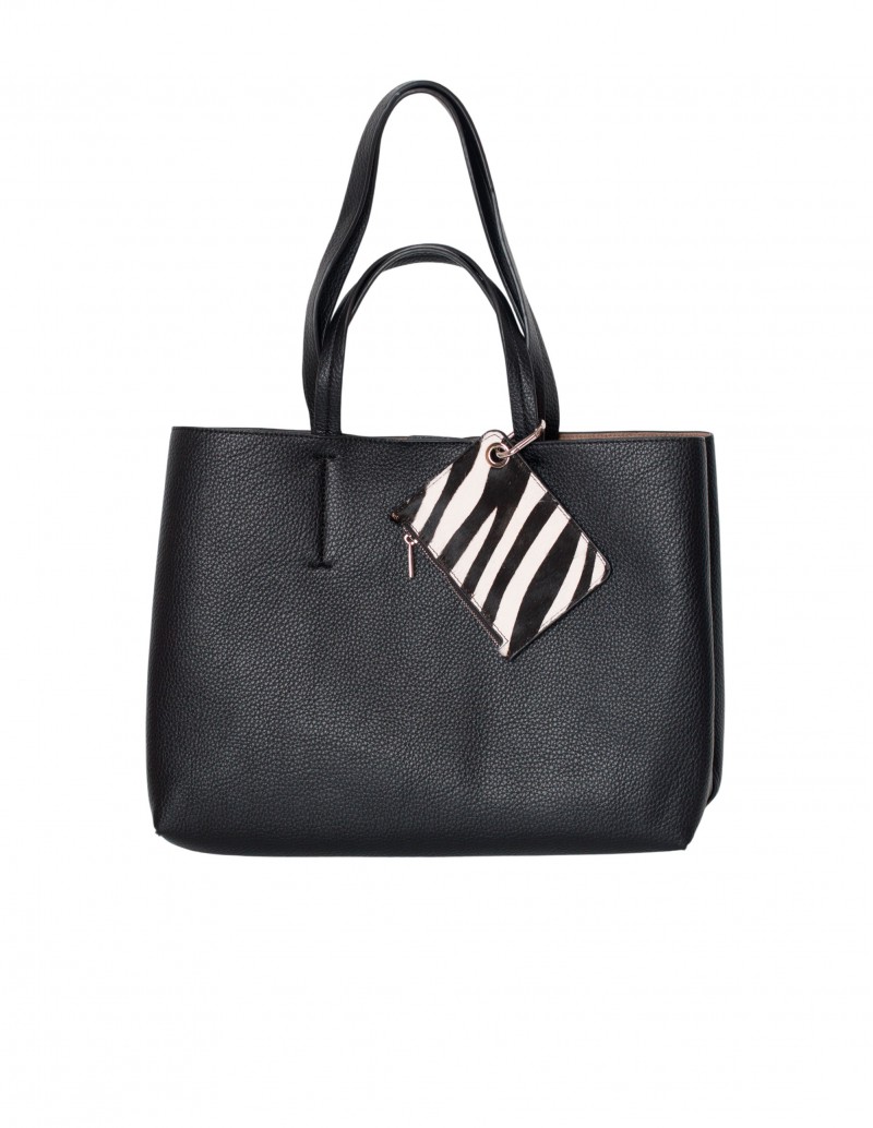 Bolso Shopper Negro Monedero Cebra