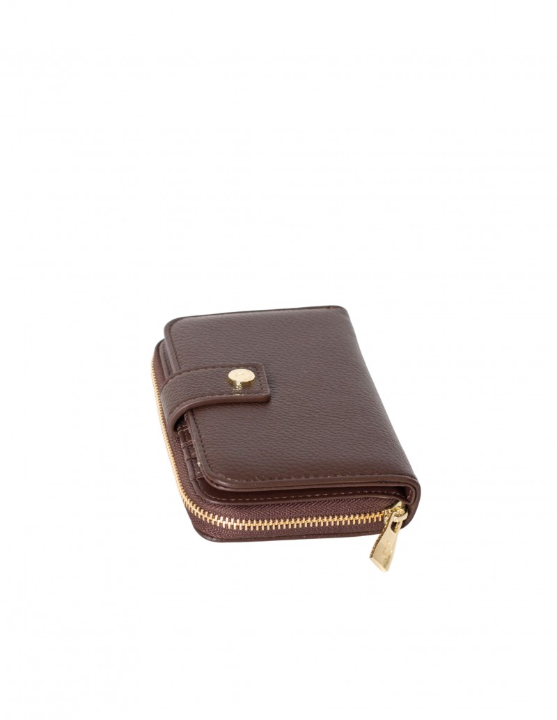 Cartera Marrón de Mujer cierre Cremallera y Broche