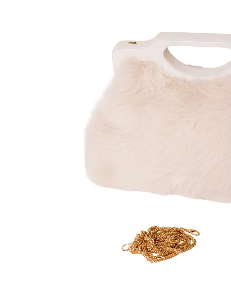 bolso con exterior de pelo suave