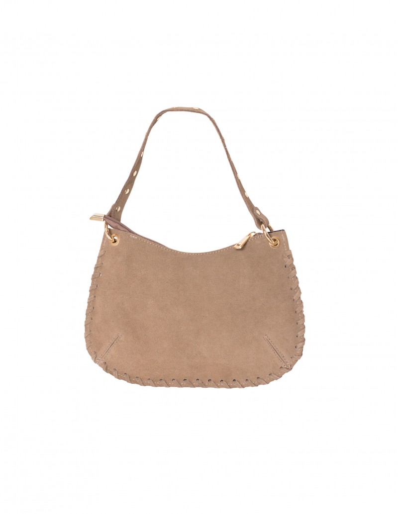bolso de mano de ante taupe