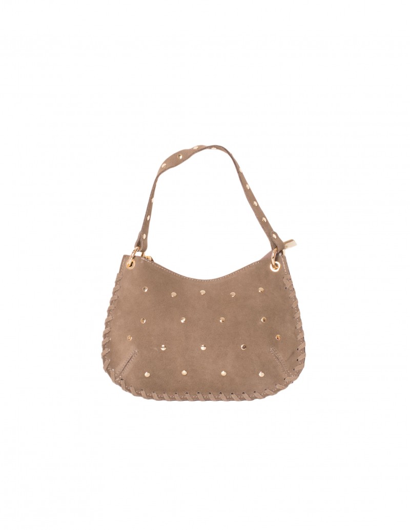 Bolso Piel Serraje Taupe Tachuelas