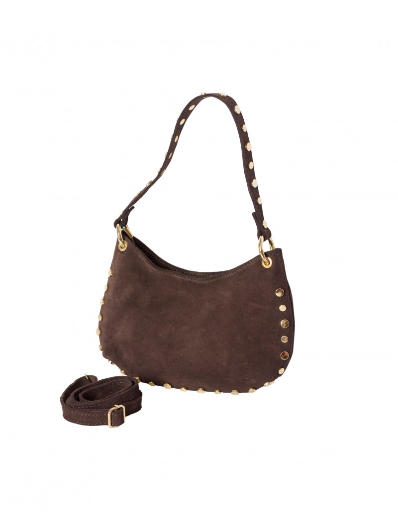 Bolso Piel Serraje Marrón Tachas Laterales 2