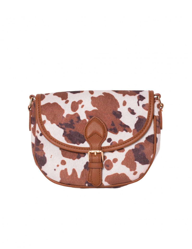 Bolso Bandolera con Estampado Vaca Marrón - Pera Limonera