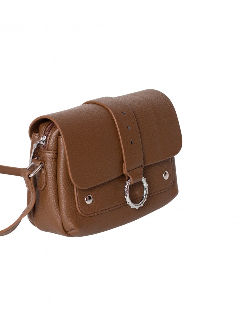 Bolso Bandolera Marrón Anillo Metálico 2