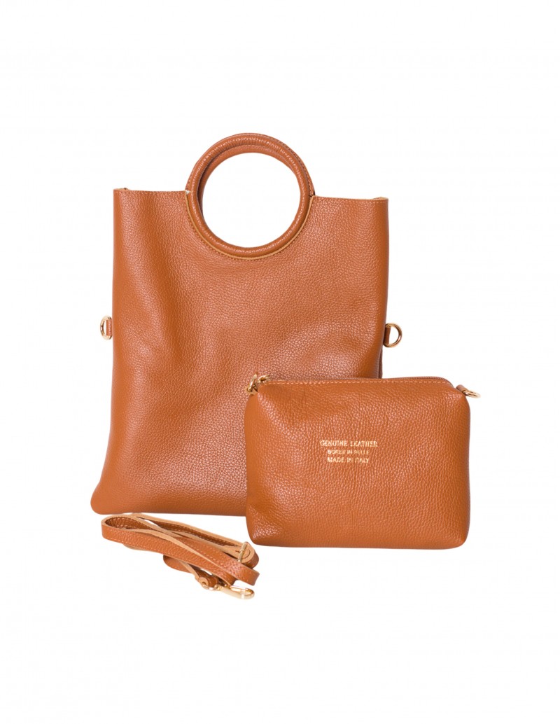 bolso multiposición marrón cuero