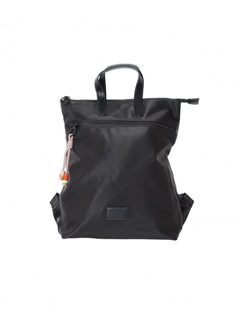 Mochila Lisa Negra Bolsillo