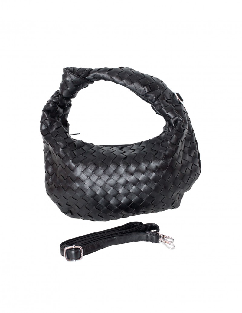 Bolso Trenzado Negro con Nudo en el Asa - Pera Limonera