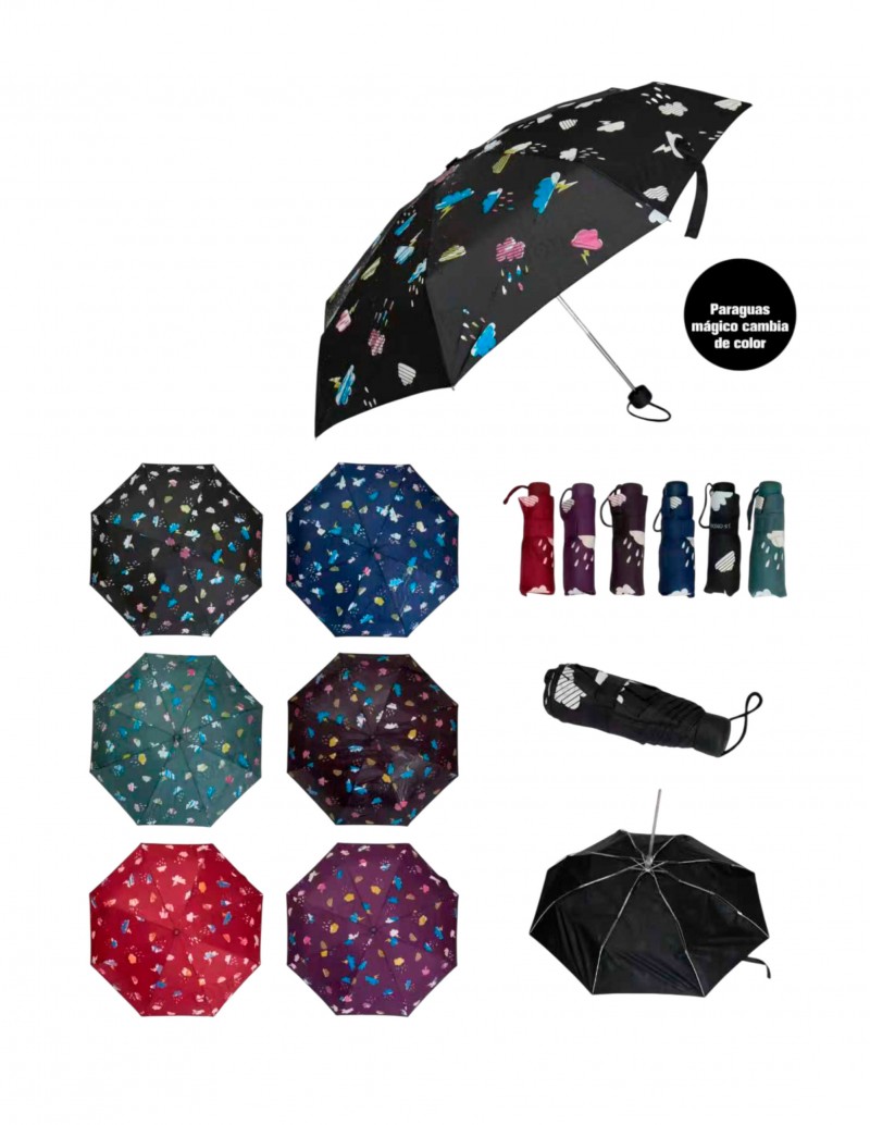 paraguas cambia color plegable