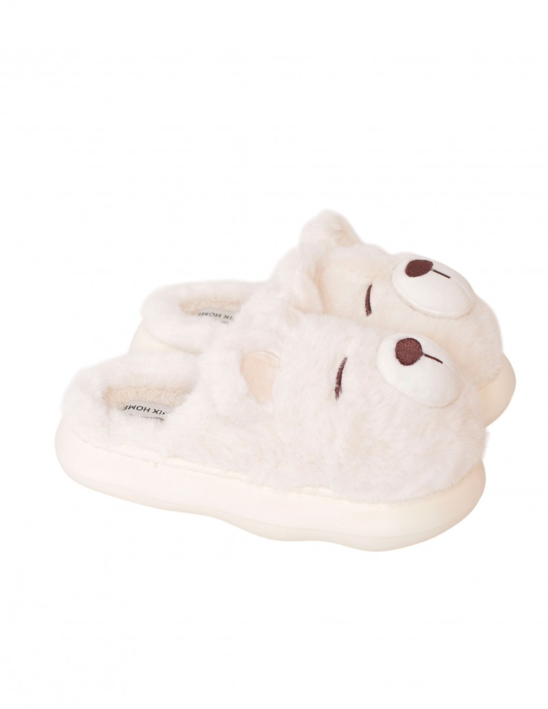 Zapatilla Casa Peluche Oso Blanco 2