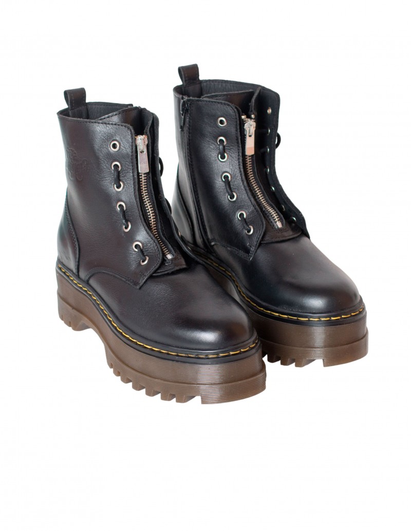Botas Militares Cremallera Central con Plataforma - Pera Limonera