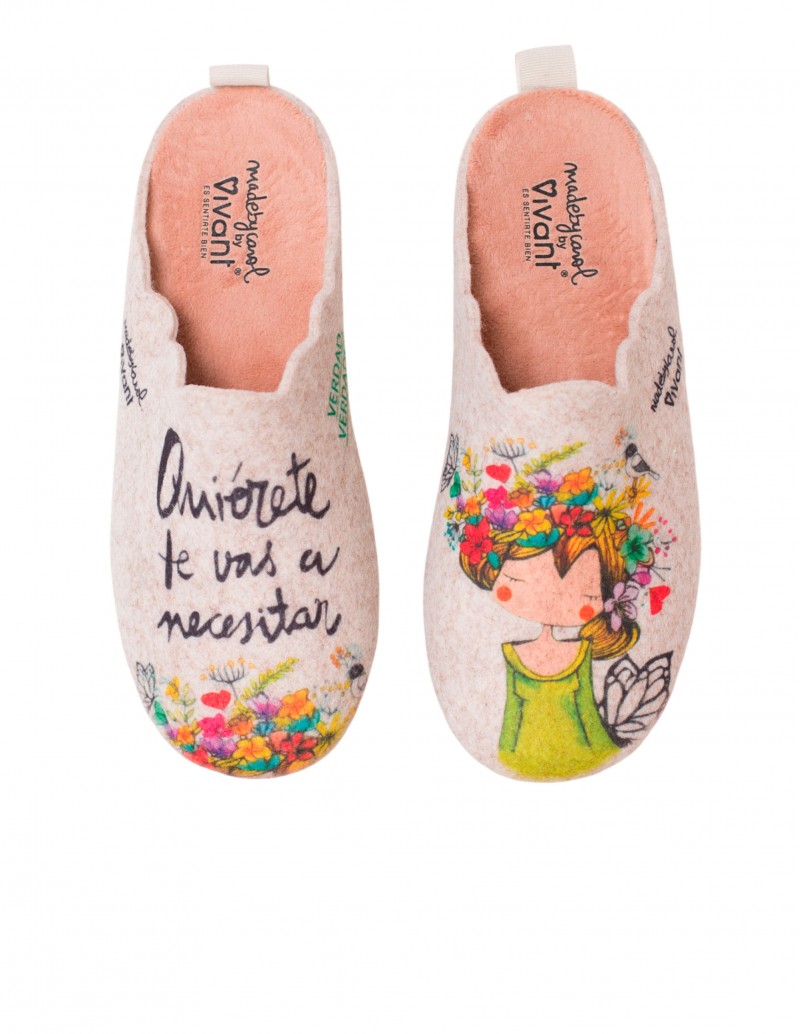 VIVANT Zapatilla Casa Fieltro Quiérete Beige