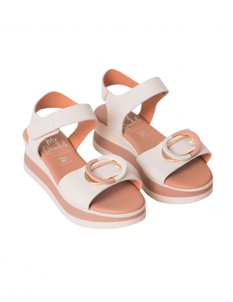 OH MY SANDALS Sandalia Cuña Aplique Crudo 2