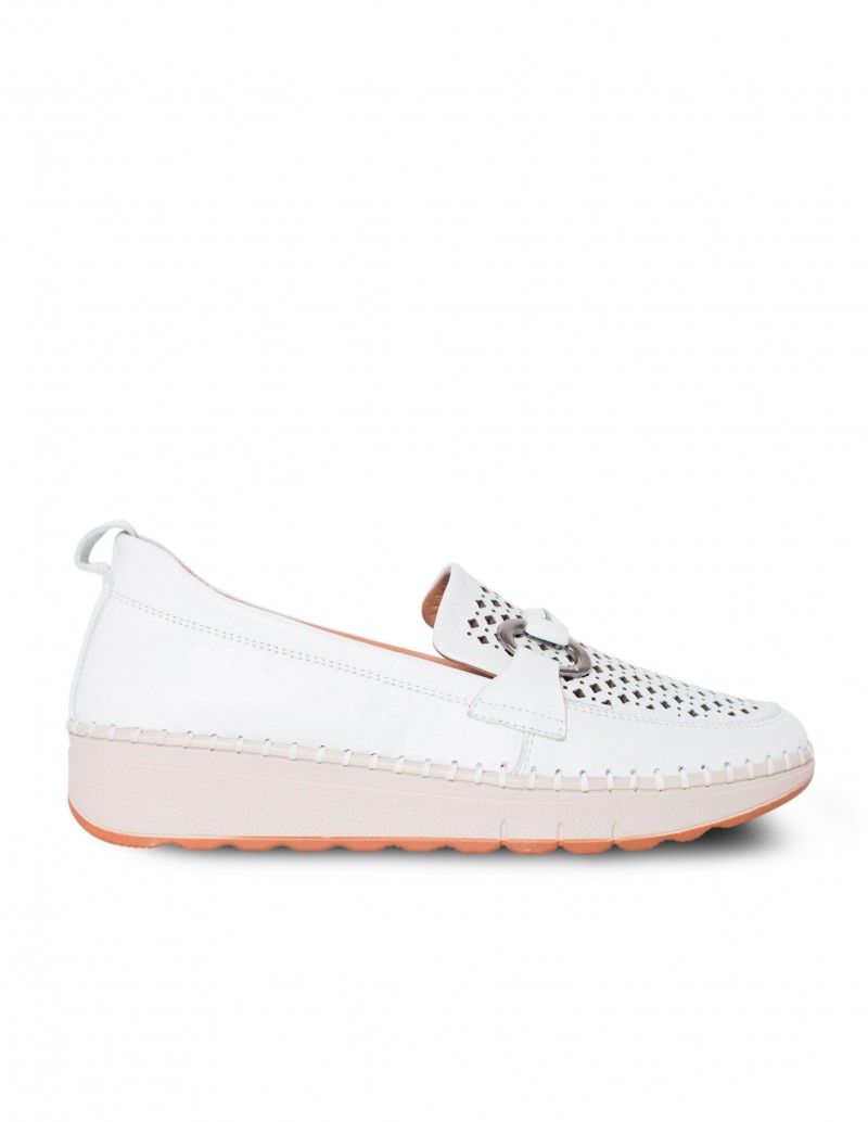 Mocasín Deportivo Piel Blanco 48 HOURS