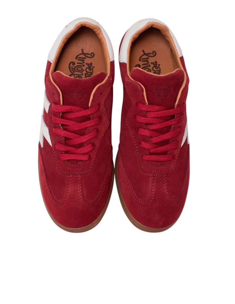 zapatillas piel rayo burdeos