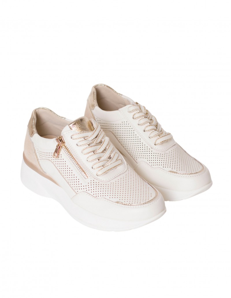 AMARPIES Deportiva Piel Cuña Beige 2