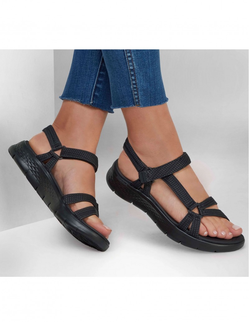 sandalias caminar skechers velcro negras