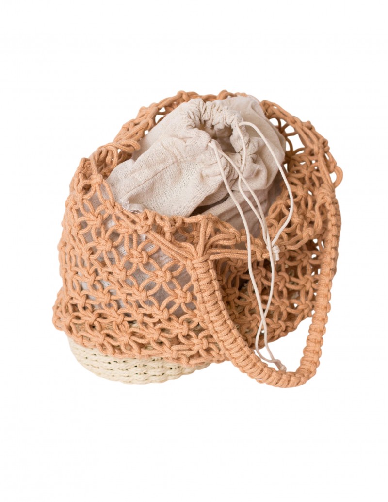 Bolso Hombro Macramé y Rafia 2