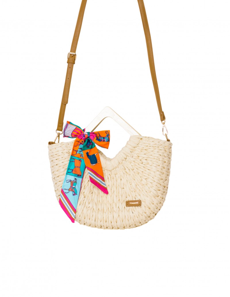 bolso verano rafia pañuelo colores