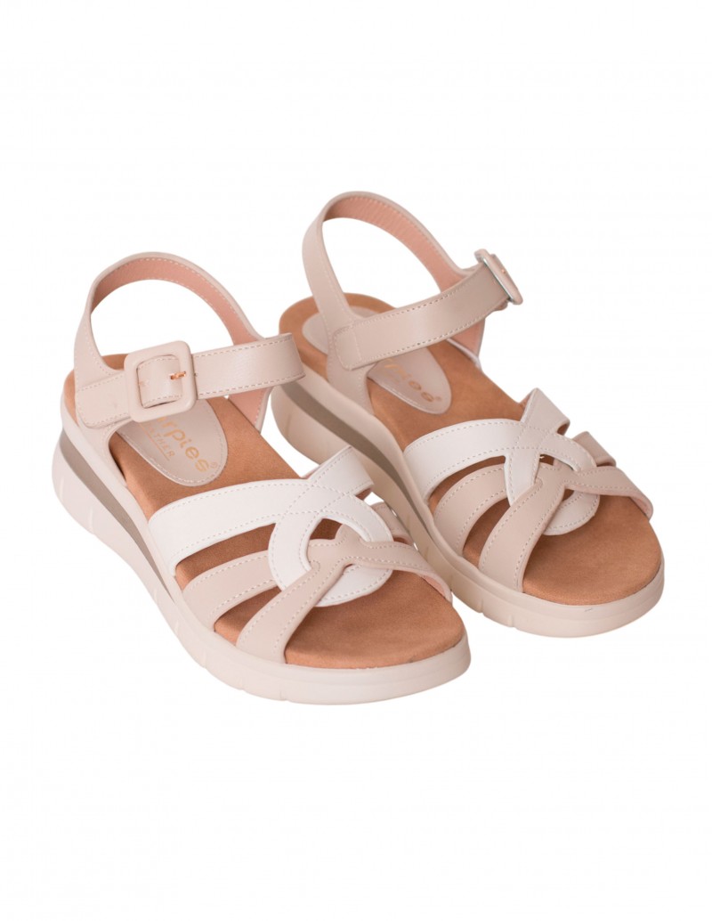 AMARPIES Sandalia Cuña Velcro Beige 2