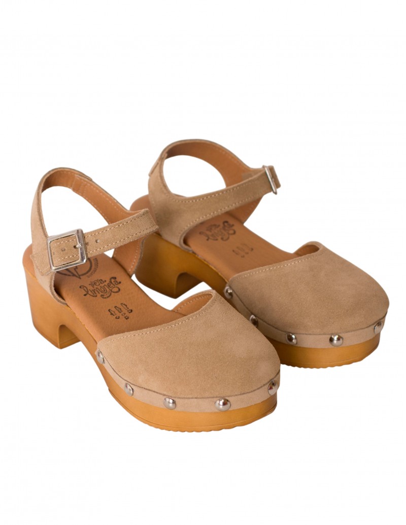 Sandalias Suela Madera Tachas Taupe PERA LIMONERA 2