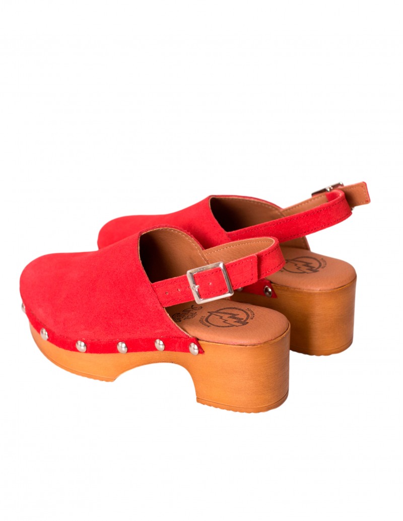 zuecos piel rojos