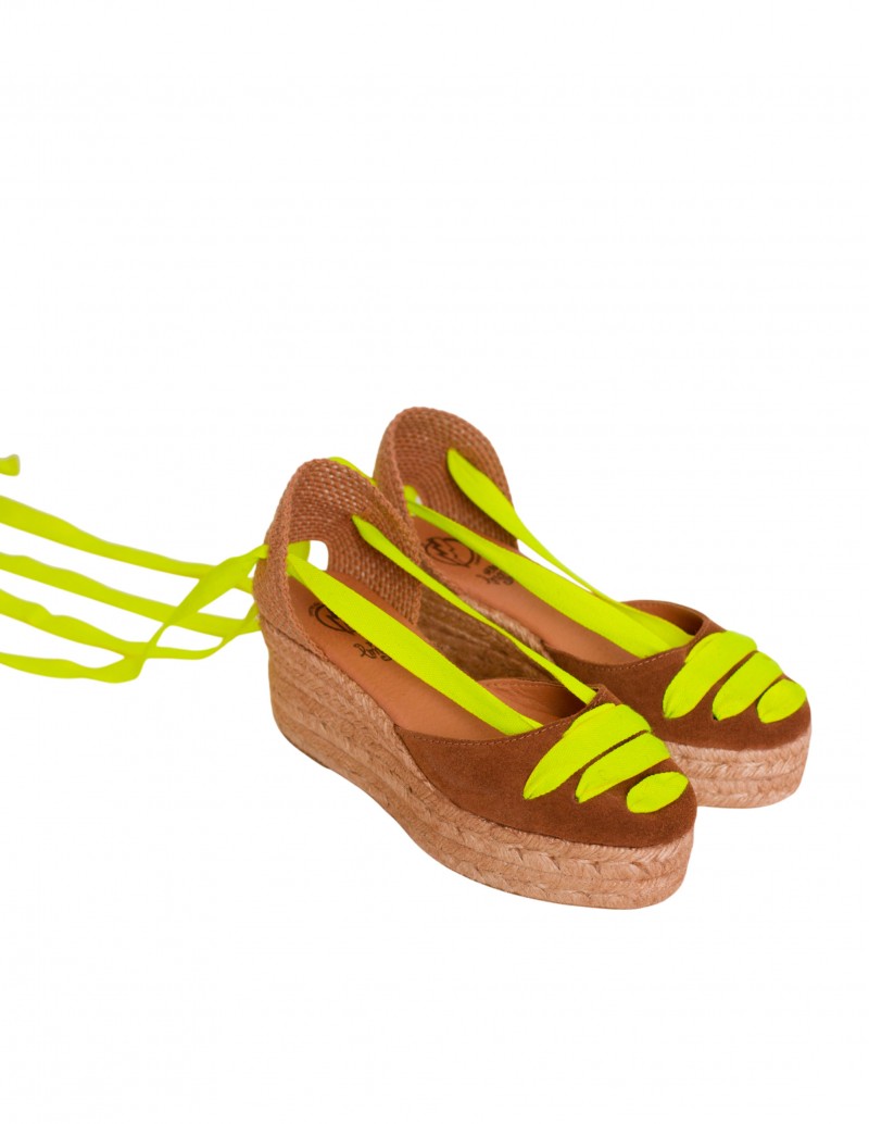 alpargatas plataforma originales cintas fluor