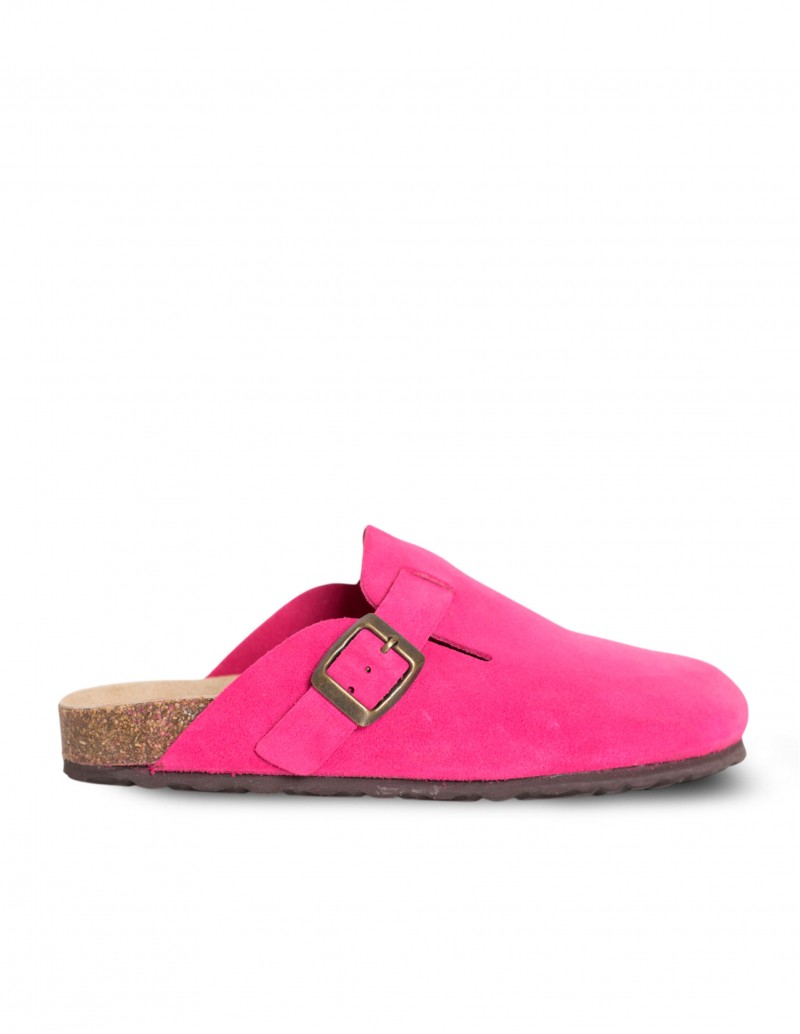 Zueco Bio Piel Hebilla Fucsia PERA LIMONERA