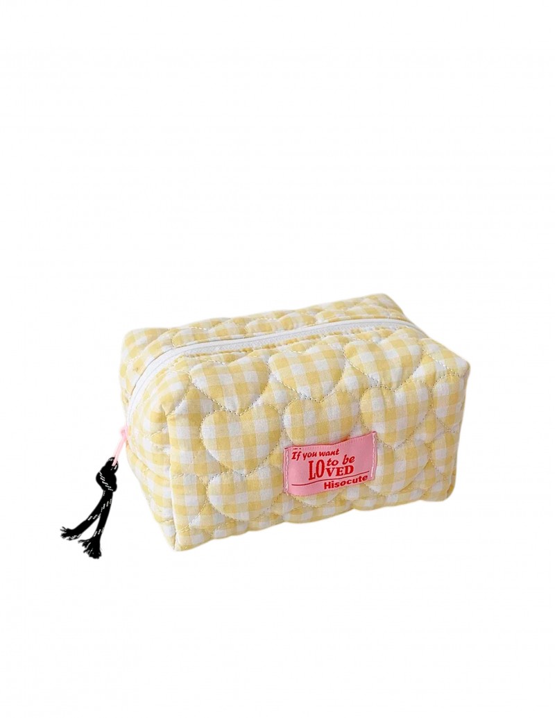 Neceser Cuadros Vichy Corazones Amarillo