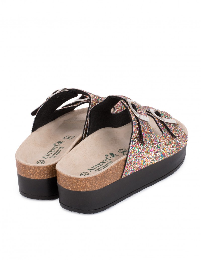 sandalias bio plataforma glitter