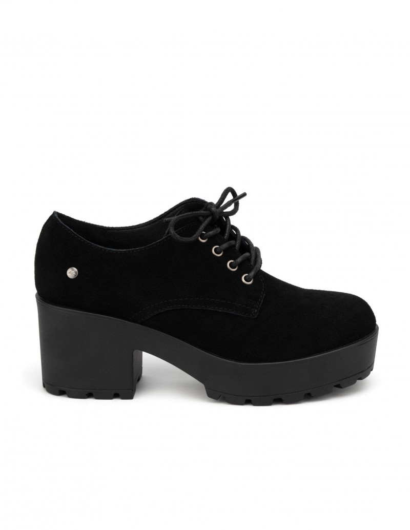 Zapatos Cordones Elásticos Negros Mujer - PERA LIMONERA