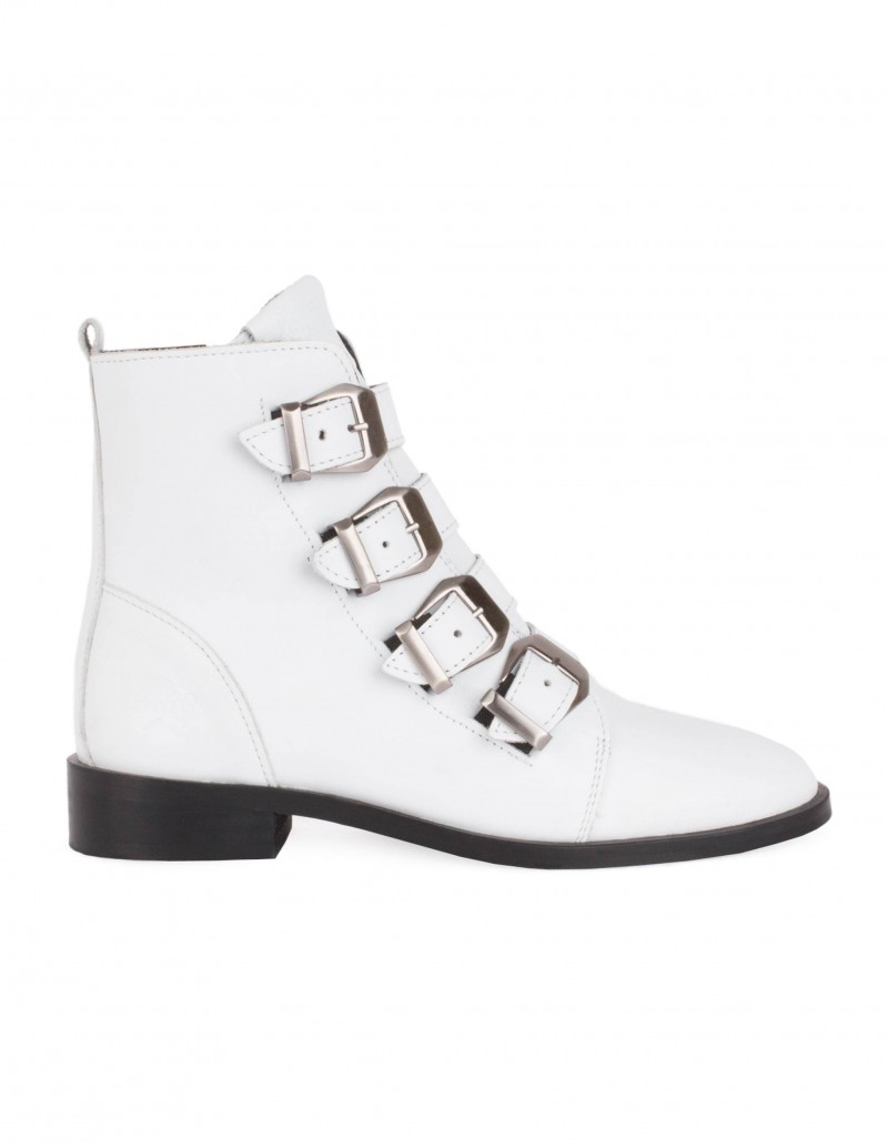 botines hebillas piel blancos