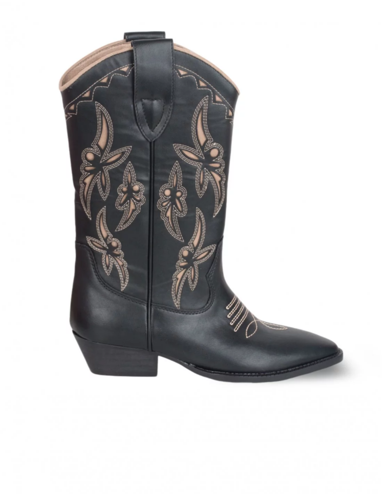 botas camperas altas troqueladas negras